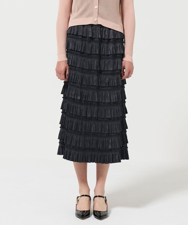 GRACE CONTINENTAL フリルタイトスカート チャコール