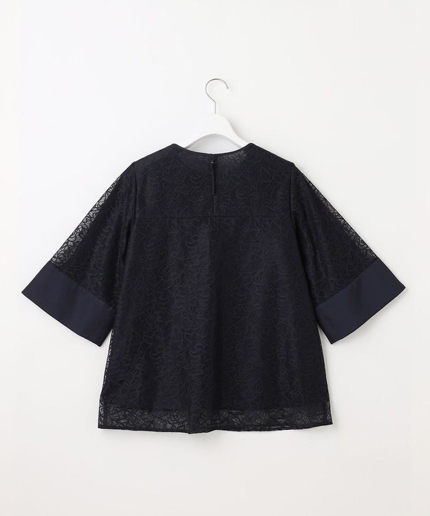 自由区 【セットアップ対応・洗える】ラッセルレース ブラウス ネイビー系