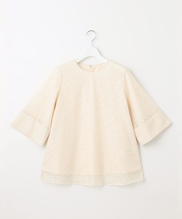 自由区 【セットアップ対応・洗える】ラッセルレース ブラウス ベージュ系