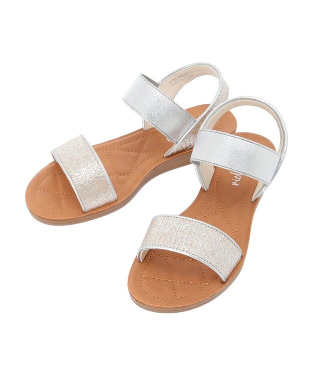 Green Parks ・ｒｉｃｈ　ｂｌｕｅ　雑材フラットサンダル Silver