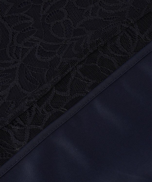 自由区 【セットアップ対応・洗える】ラッセルレース ブラウス ネイビー系