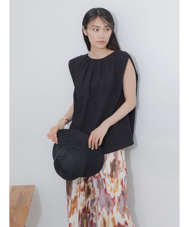 Te chichi リネンミックスクレープブラウス(セットアップ可)《2026 SUMMER LOOK item》 ブラック