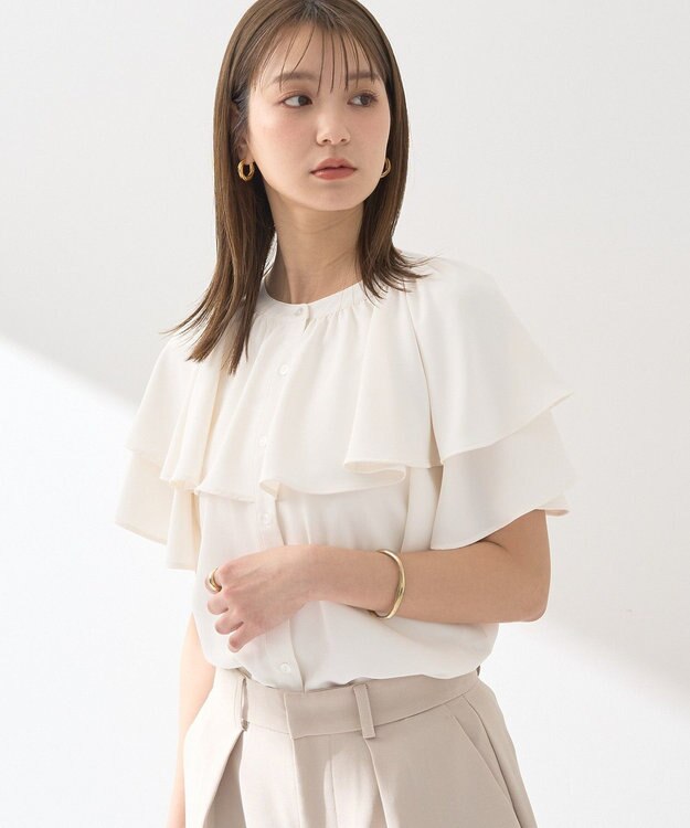 earth music&ecology ケープブラウス Off White