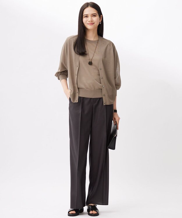 自由区 【洗える】ブライトシアー カーディガン モカ