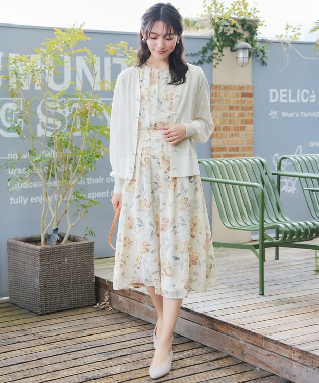 Tiaclasse ラメシアー天竺パールボタンカーディガン オフホワイト