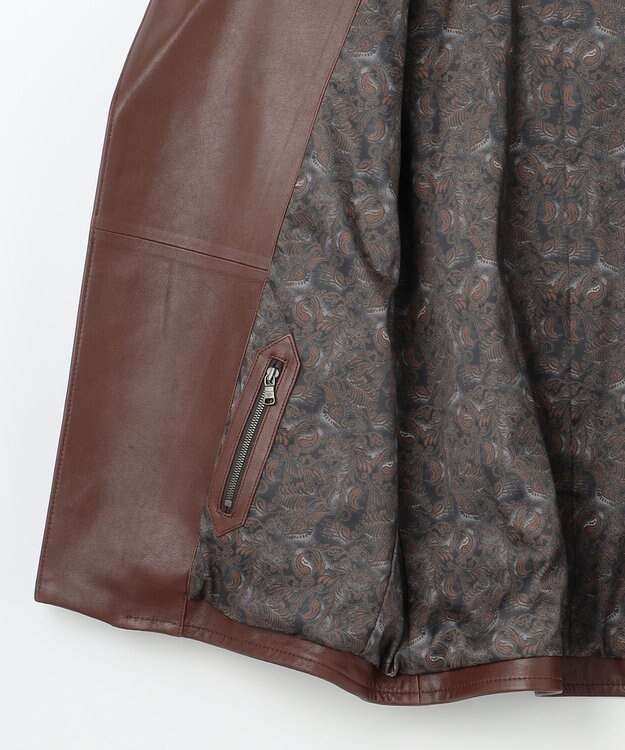 JOSEPH ABBOUD 【長く育てたいサスティナブルなレザー】ラムレザー ブルゾン ブラウン系