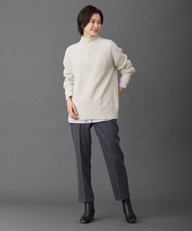 J.PRESS LADIES 【洗える】AUSSIE AIR ハイネック ミドルゲージ ニット ベージュ系