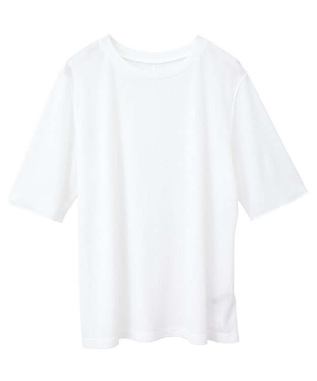 YECCA VECCA クルーネック5分袖シアートップス Off White