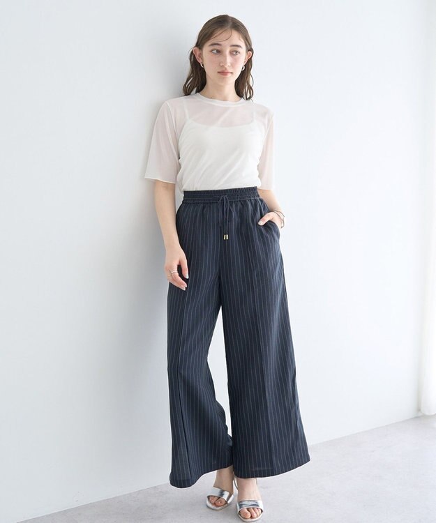 YECCA VECCA クルーネック5分袖シアートップス Off White