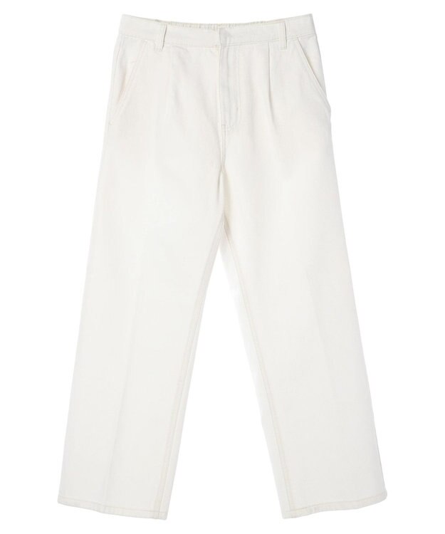Green Parks ストレートタックデニムパンツ White