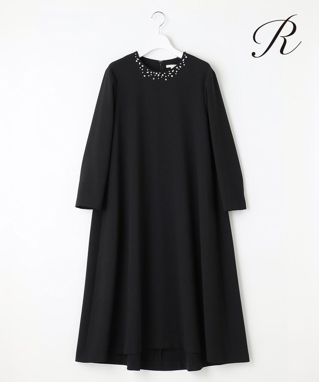 23区 S 【R(アール)】ダブルクロス ビジュートリムワンピース ブラック系