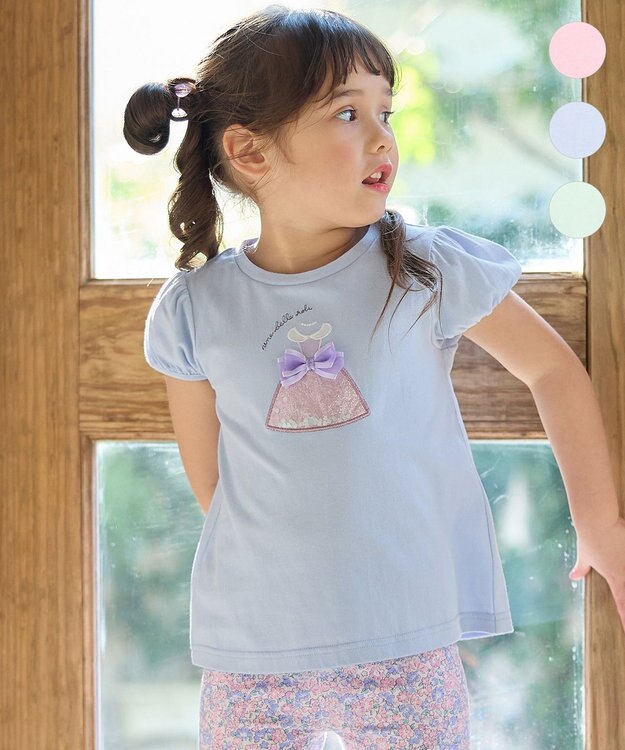 ANY KIDS しゃらしゃらモチーフ Tシャツ サックスブルー（ドレス）