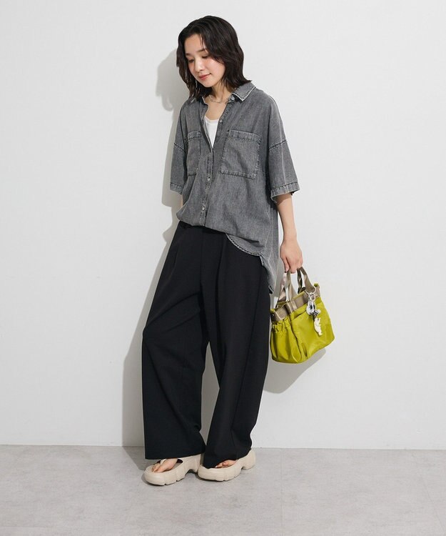Green Parks 半袖シアーデニムシャツ Black