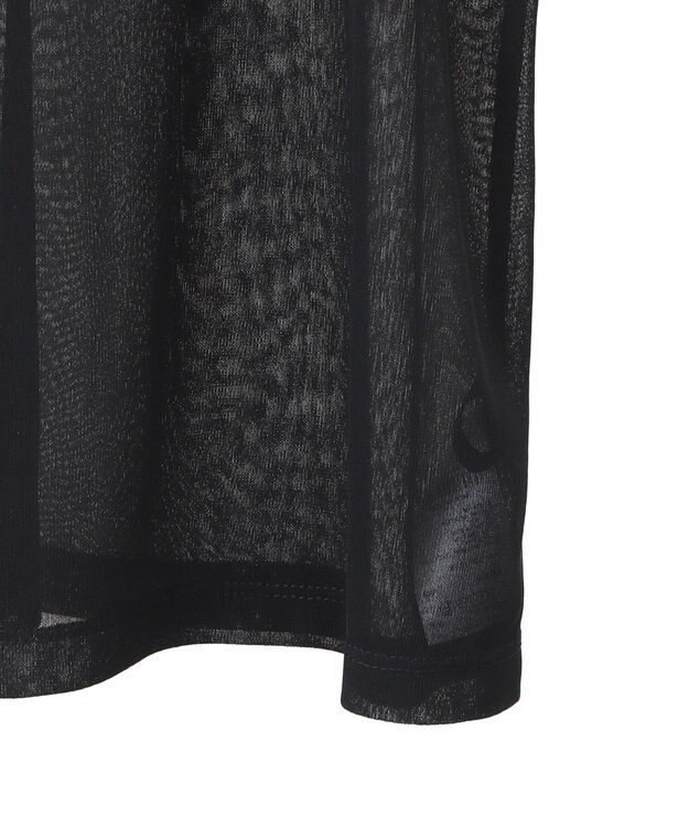 YECCA VECCA クルーネック5分袖シアートップス Black