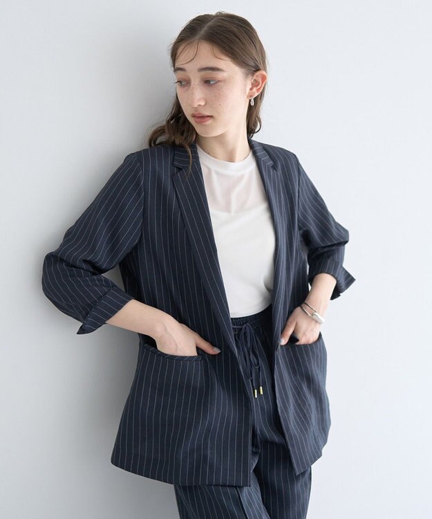 YECCA VECCA クルーネック5分袖シアートップス Off White