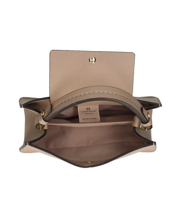 INTER-CHAUSSURES 【LORISTELLA】Vカットレザー２WAYハンドバッグ ライトベージュ