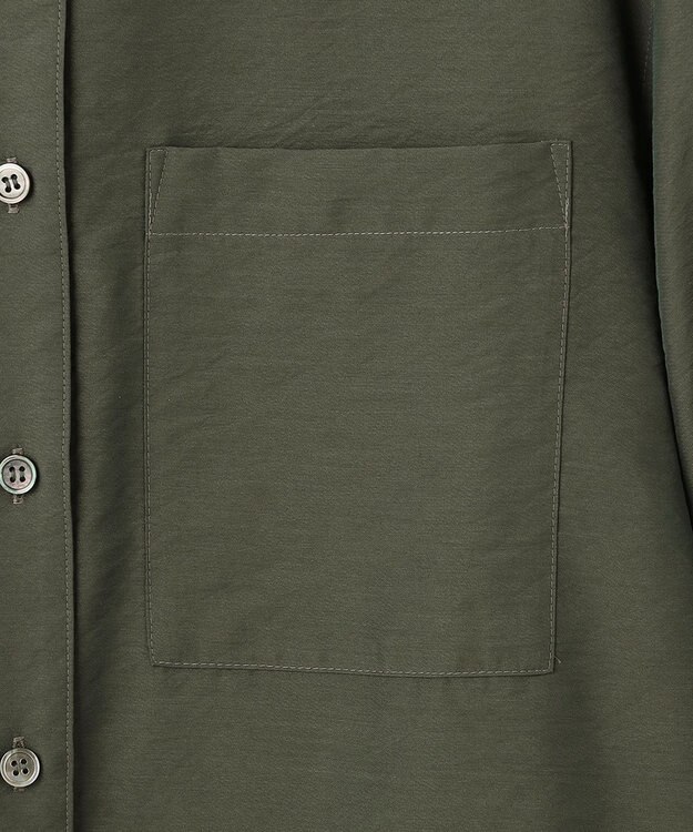 23区 【洗える】バンドカラー シアー シャツ カーキ系