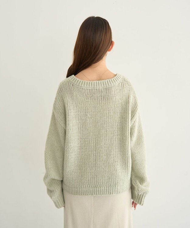 earth music&ecology フロントシャーリングニットプルオーバー ミント
