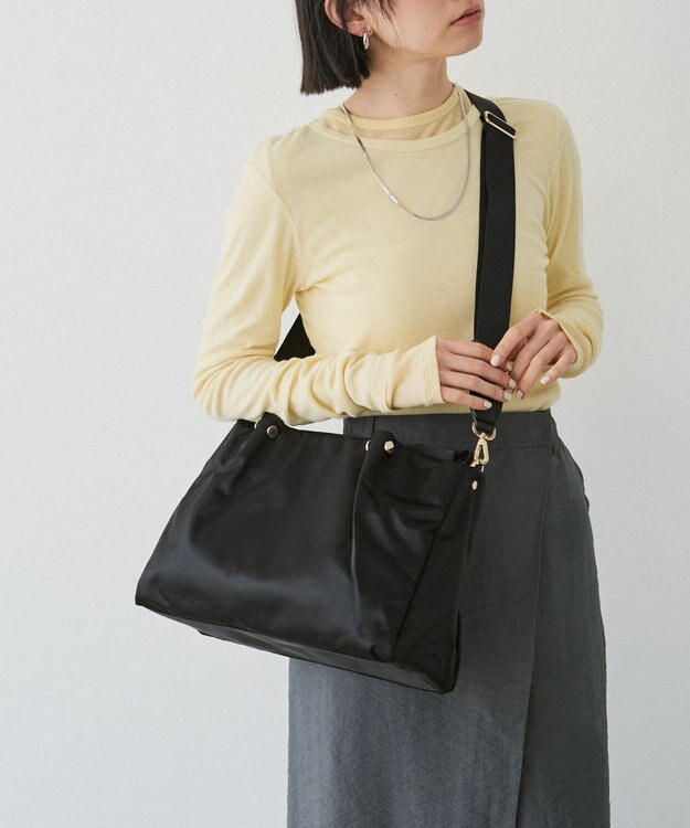 russet 《A4サイズ収納可能》ナイロン三層2WAYトートバッグ(CE-1586) Black