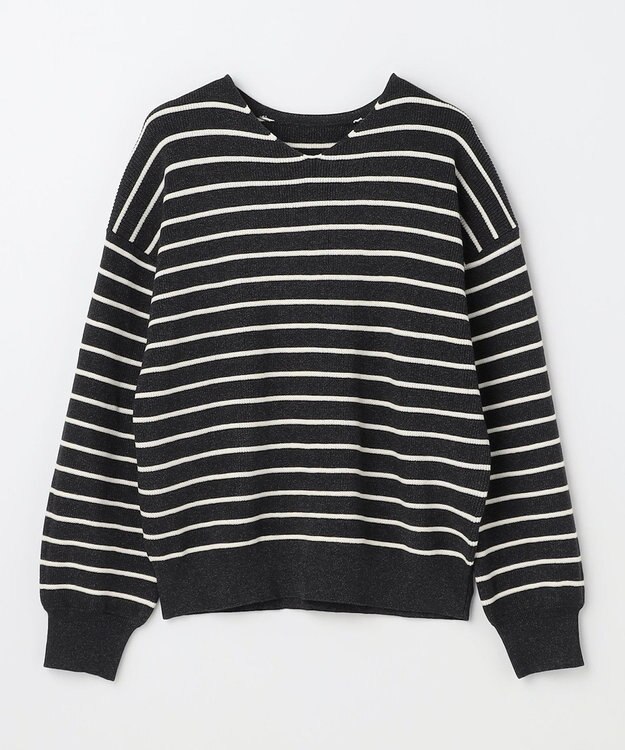 ANY 【8色展開】Vネックデイリーニット チャコール×オフ