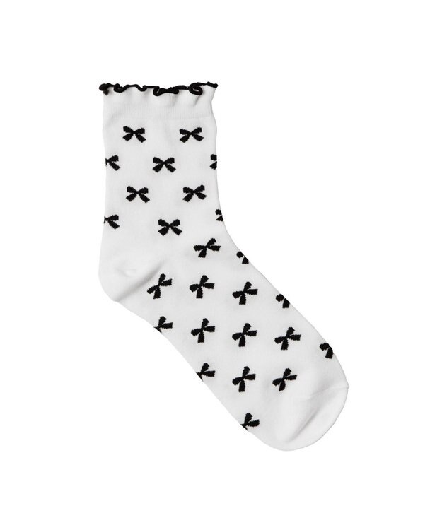 WEGO モチーフ総柄メロークルーソックス ホワイト