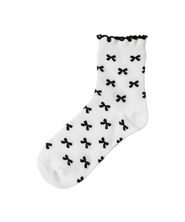 WEGO モチーフ総柄メロークルーソックス ホワイト