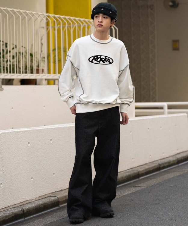 WEGO 【ユニセックス着用ITEM】ショートカラーステッチサガラロゴプルオーバー ホワイト