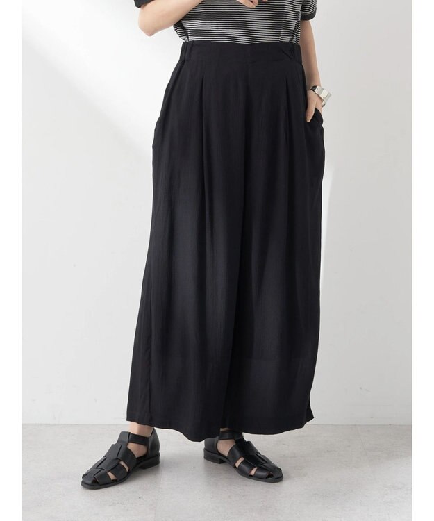 earth music&ecology レーヨンクレープイージーパンツ Black