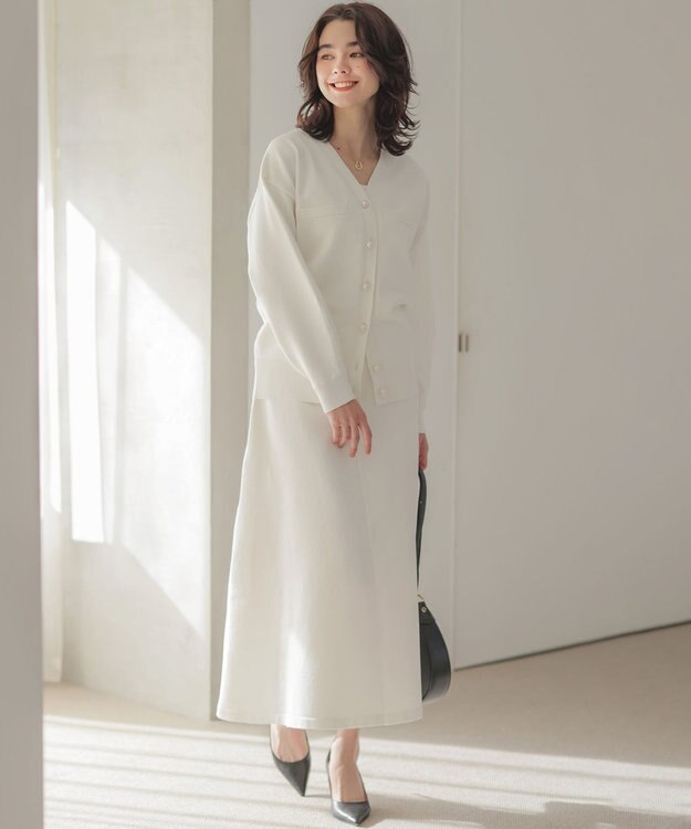 組曲 スウェットニット カーディガン ホワイト系