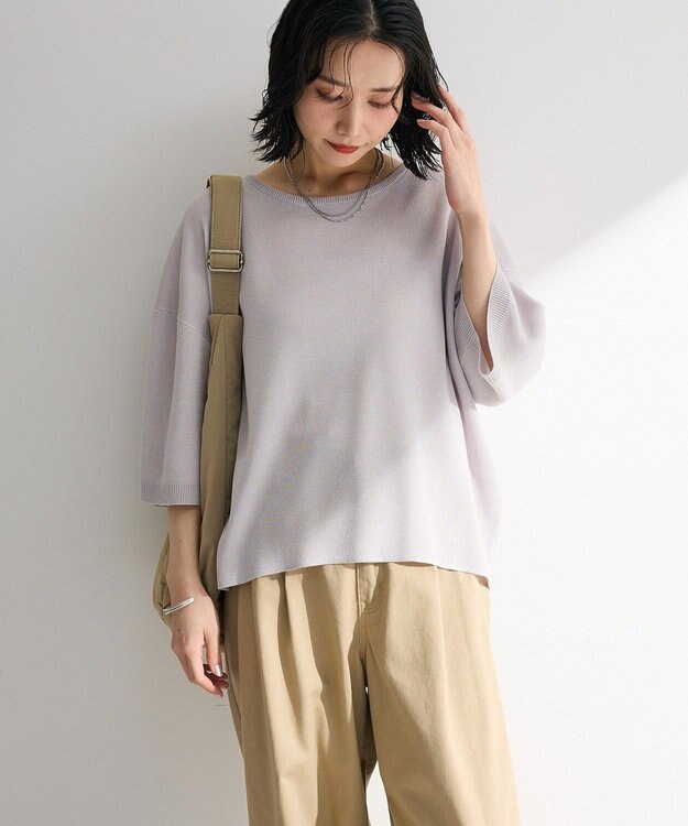 Green Parks 七分袖機能ニットプルオーバー Gray