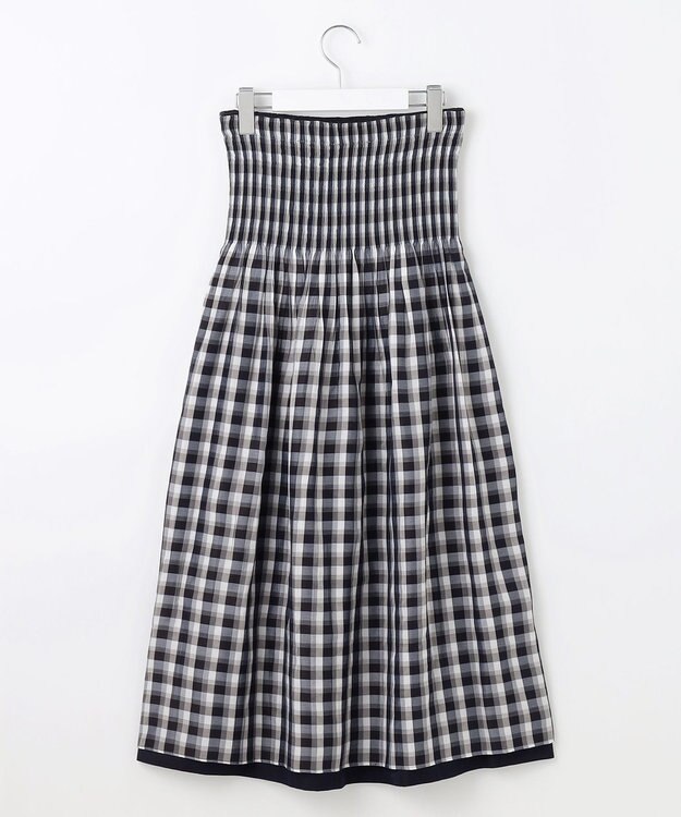 自由区 【WEB限定】キュプラジャカードリバーシブル スカート ネイビーチェック