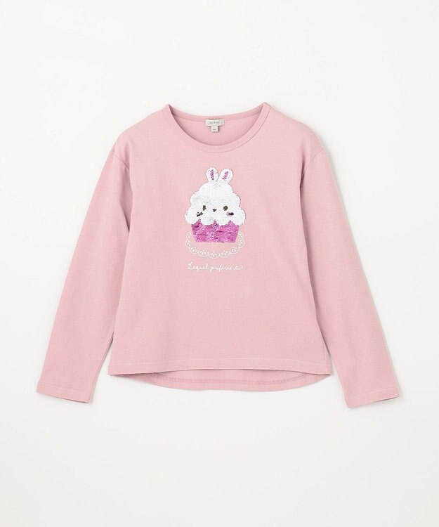 ANY KIDS ミラクルスパンコール 長袖 Ｔシャツ ピンク×ケーキ