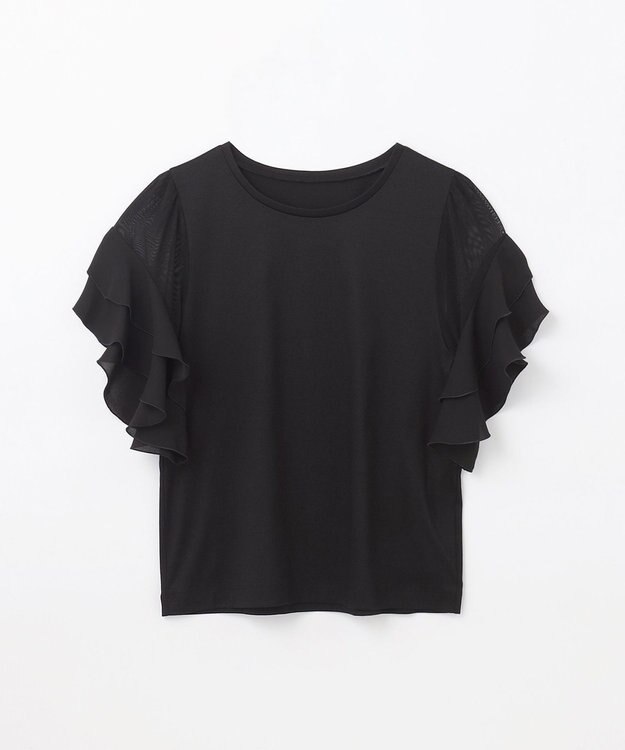 GRACE CONTINENTAL シアーフレアスリーブトップ ブラック