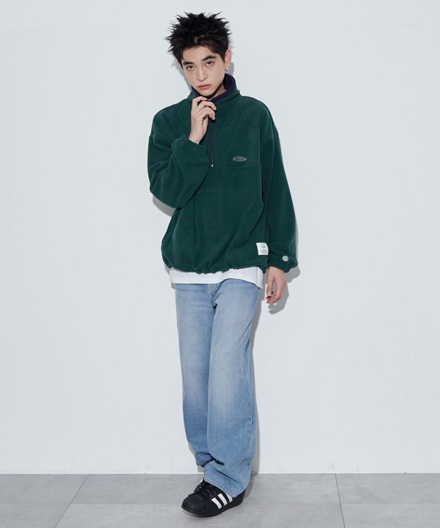 WEGO DISCUSフリースハーフジップPO グリーン