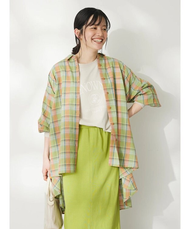 CRAFT STANDARD BOUTIQUE チェックフィッシュテールチュニック Light Green