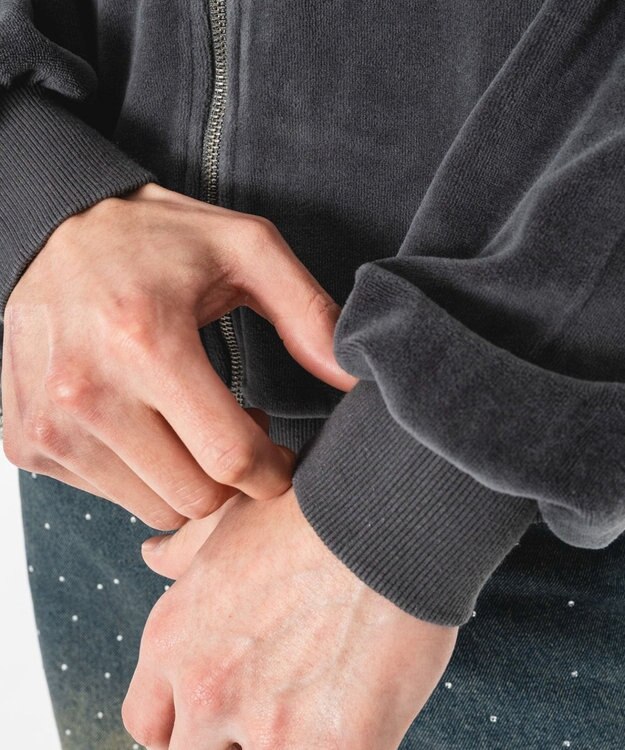 WEGO 【ユニセックス着用ITEM】ブリーチロゴベロアトラックジャケット グレー