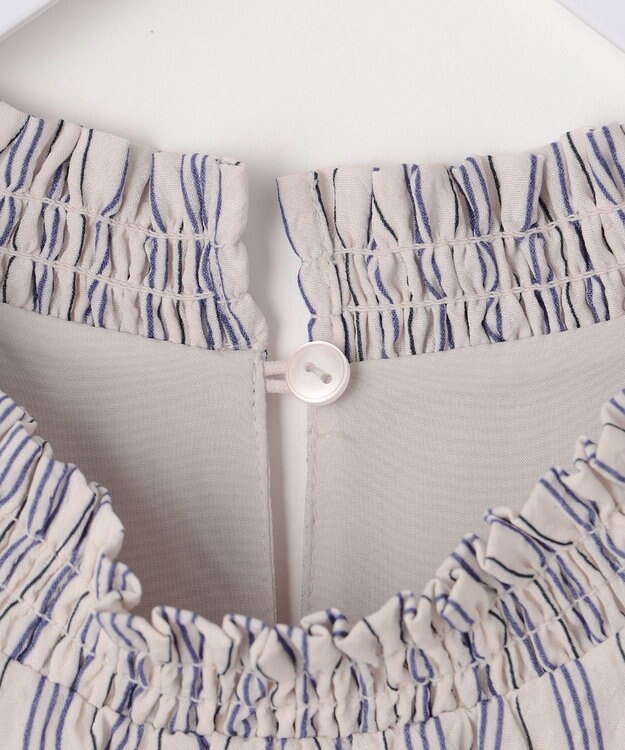 ANY SIS 【洗える】サッカーストライプ ワンピース アイボリーベース