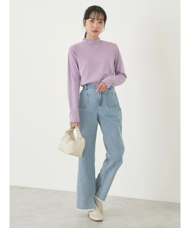 earth music&ecology テレコリブメローハイネックインナー Lilac