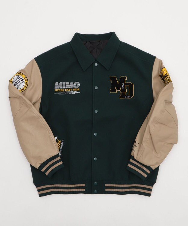 WEGO 【25年秋冬新作/ユニセックス着用ITEM/SMLサイズ展開】メルトンワッペンスタジャン ダークグリーン