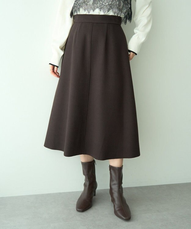 YECCA VECCA メルトンジャージーAラインスカート Brown
