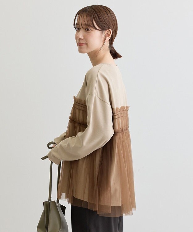 Green Parks ・ＥＬＥＮＣＡＲＥ　ＤＵＥ　チュールレイヤープルオーバ Gray Beige