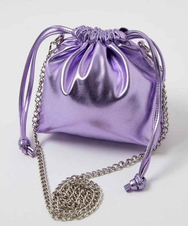 WEGO 巾着チェーンショルダー パープル