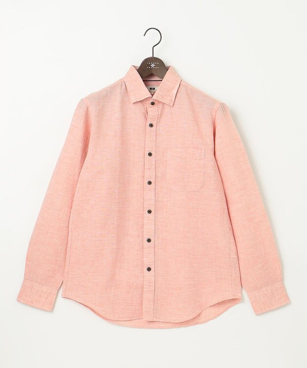 JOSEPH ABBOUD 【キングサイズ・カラー豊富/サステイナブル】リヨセルリネンサッカーシャツ オレンジ系