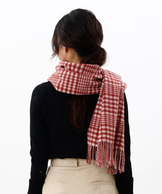 AURORA 【 LANVIN en Bleu （ランバン オン ブルー）】チェックウールストール ワイン