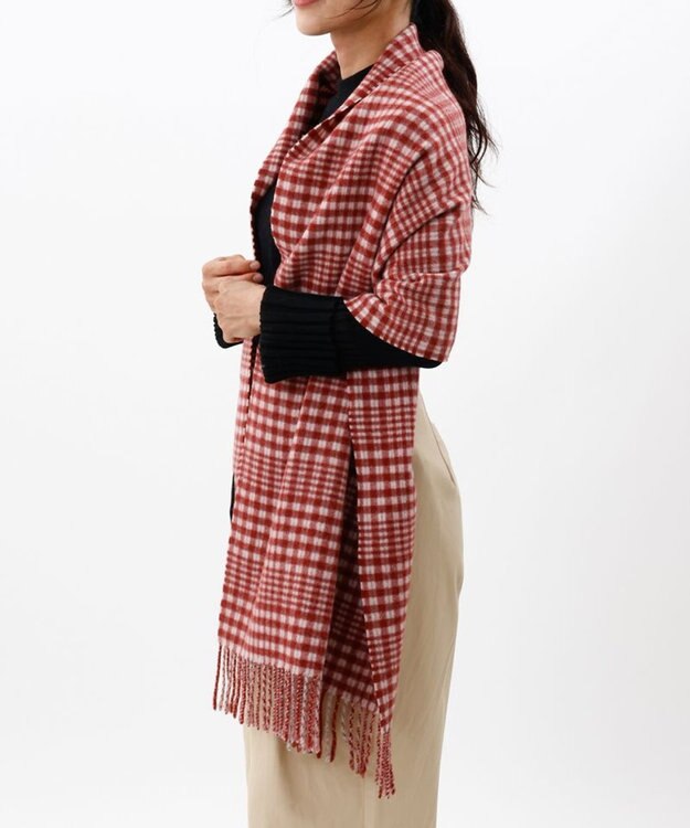 AURORA 【 LANVIN en Bleu （ランバン オン ブルー）】チェックウールストール ワイン