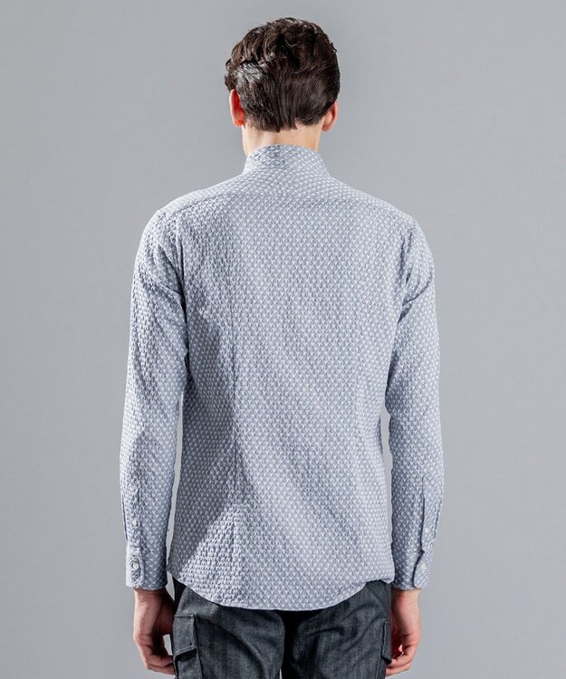 JOSEPH HOMME トライジャガードストレッチ　ウィングカラーシャツ ライトグレー系