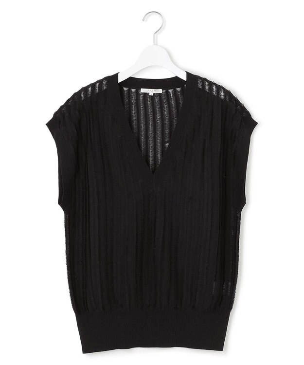 23区 【SLOW/一部店舗限定】フリンジニット ジレ ブラック系