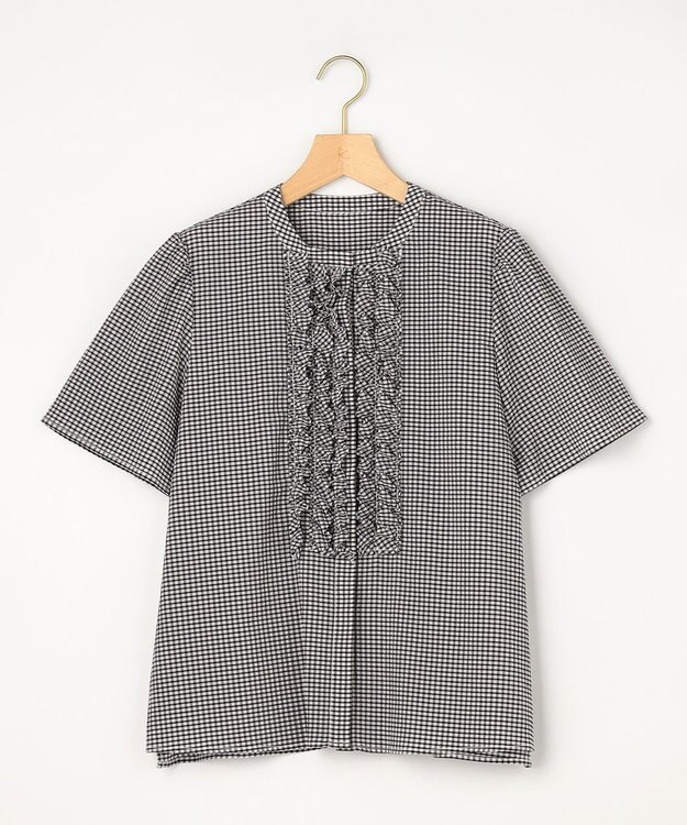 組曲 【先行予約】【WEB限定】サッカーギンガムチェック フロントフリルブラウス ホワイト系3