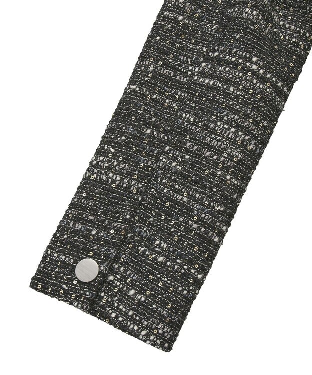 YECCA VECCA ノーカラーツイードジャケット Black