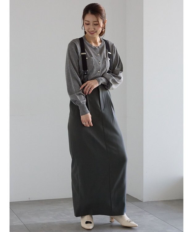 Te chichi サスペンダータイトスカート グレー